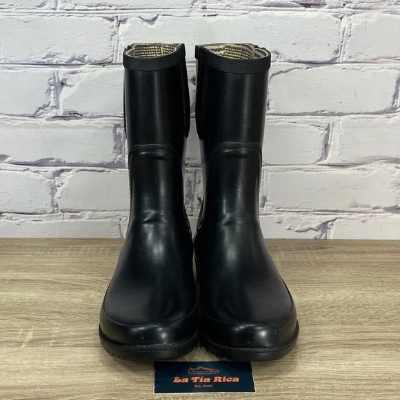 L.L. Bean Wellies Black Waterproof Rain Boots - Picture 2 of 9